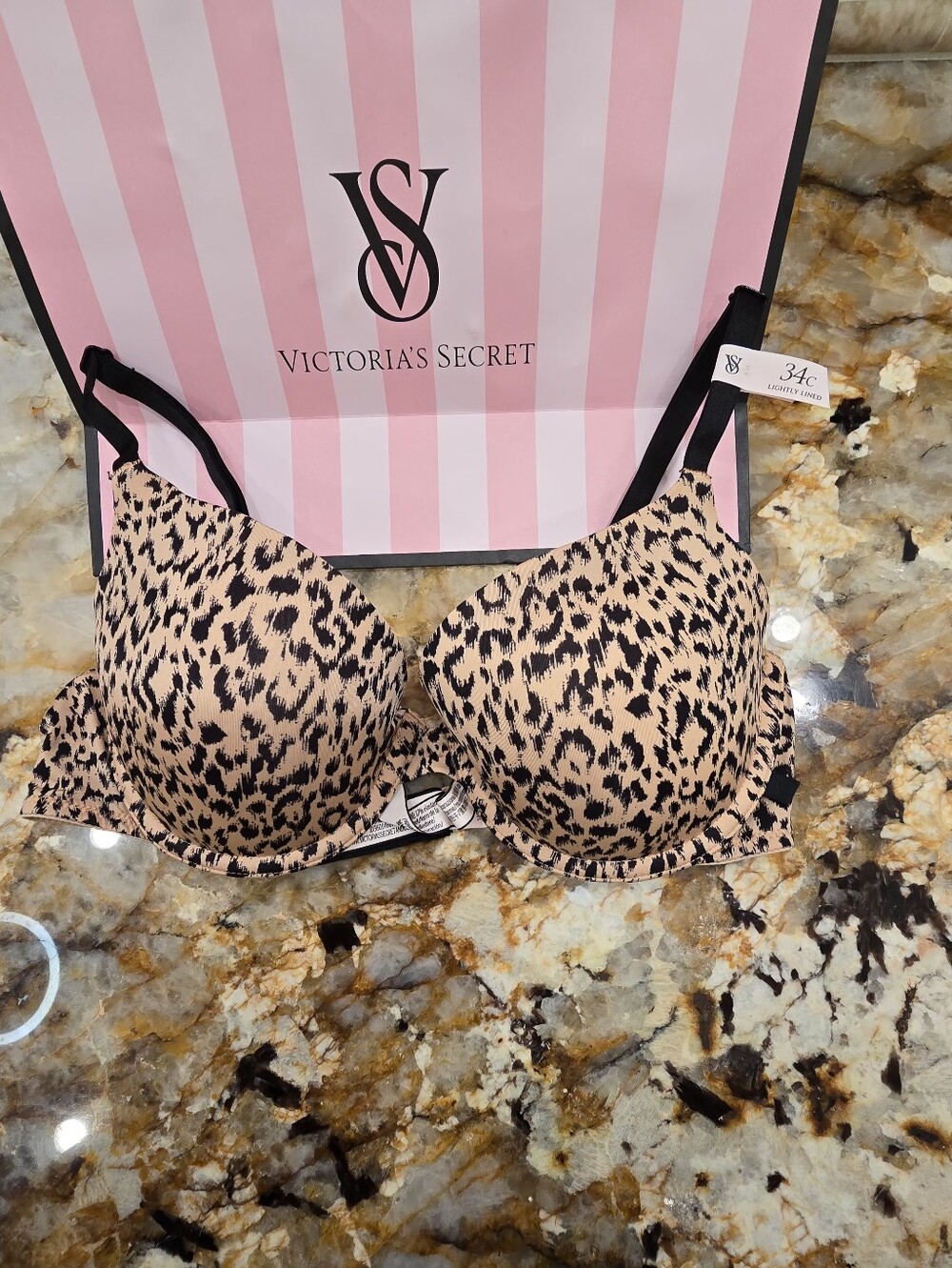 Victoria's Secret Sexy Tee Smooth Lightly Lined Demi Bra Animal Print 34C NEW - Picture 3 of 5